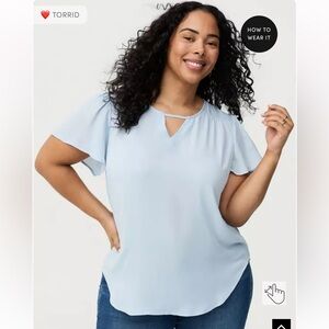 Torrid Light Pink Flutter Sleeve Blouse